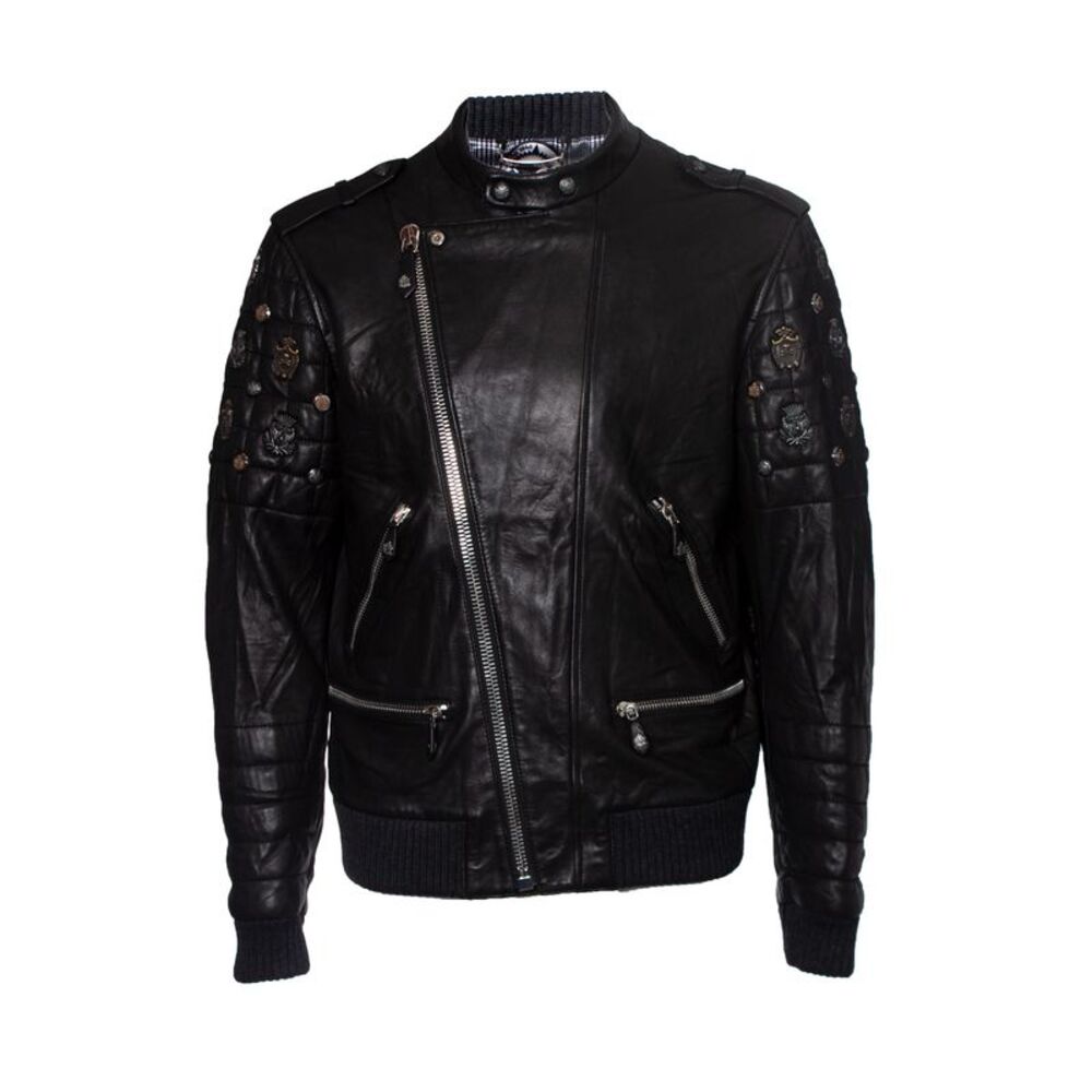 Philipp Plein Quilted leather bomber jacket
